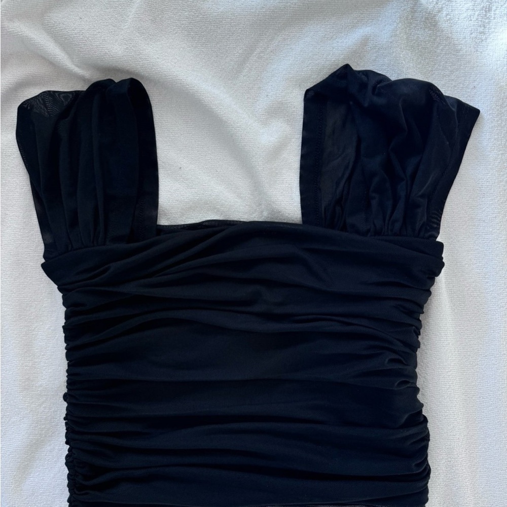 Elegant Black Ruched Women's Top